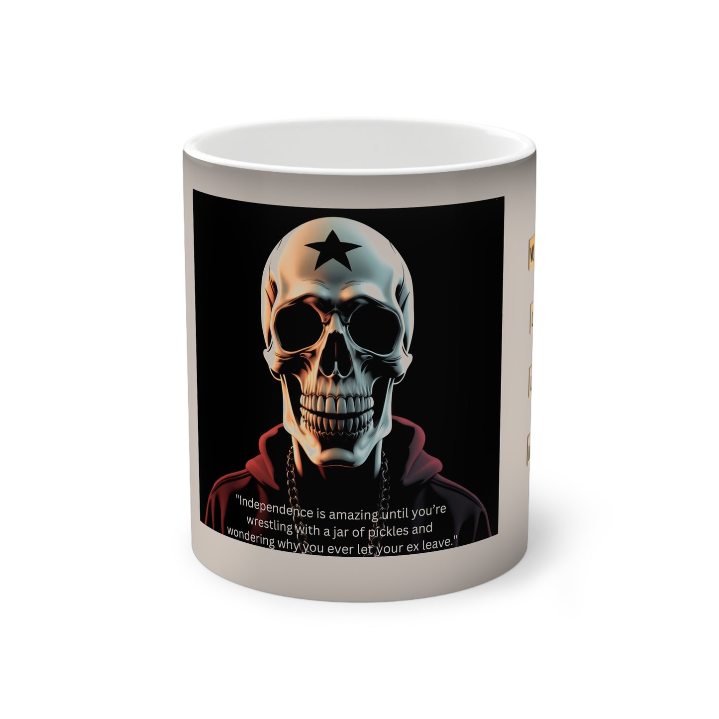 Independence Skull Color-Changing Mug - 11oz Funny Coffee Cup for Ex-Lovers