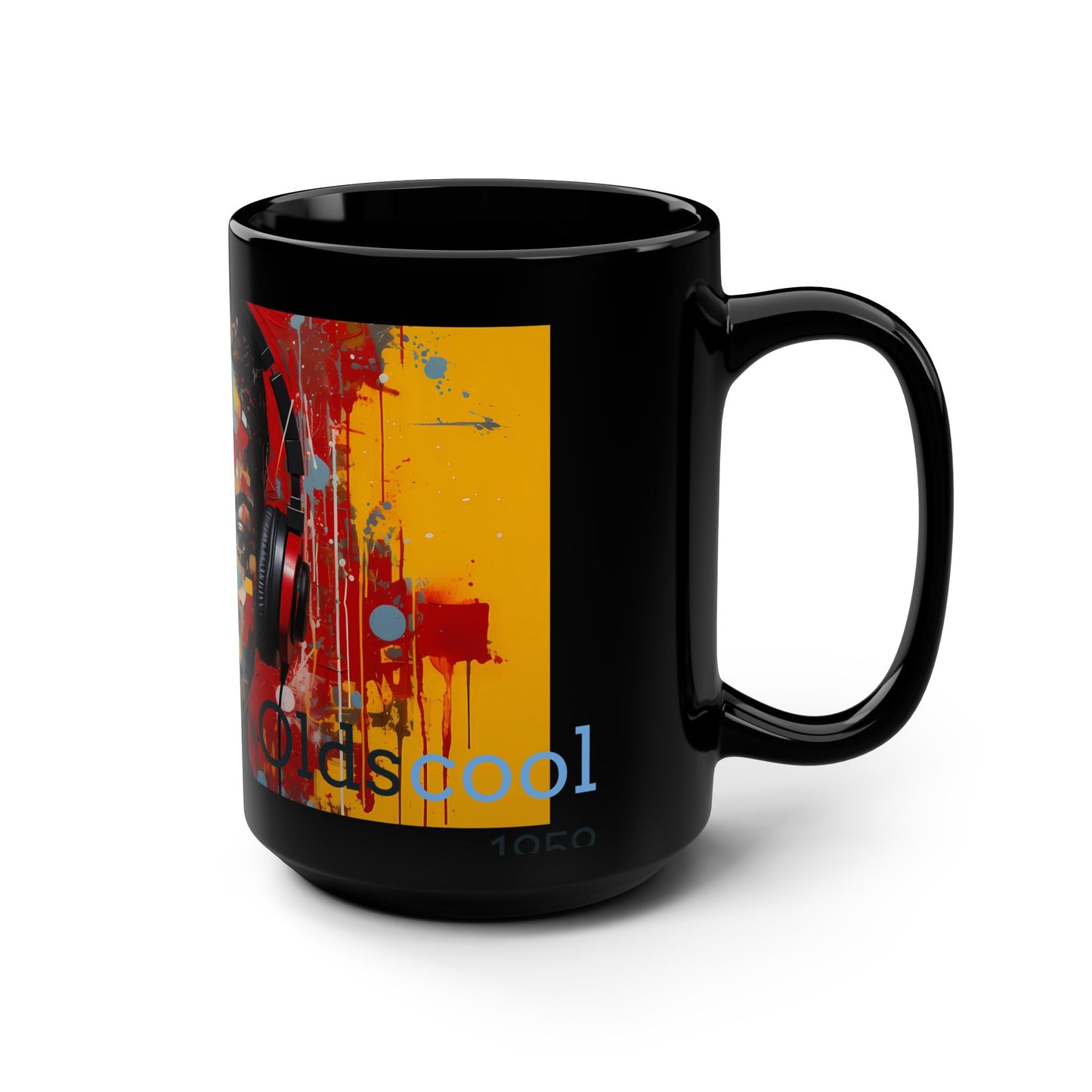 Vibrant Artistic Black Mug - 15oz | Cool Stylish Design for Music Lovers