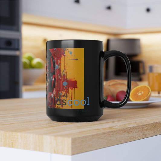 Vibrant Artistic Black Mug - 15oz | Cool Stylish Design for Music Lovers