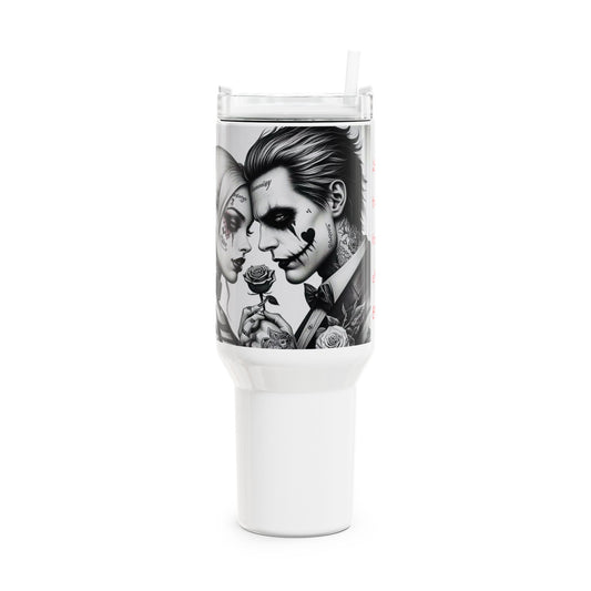 Romantic Skull & Rose 40oz Tumbler for Couples | Unique Gift for Engagements, Weddings, and Anniversaries