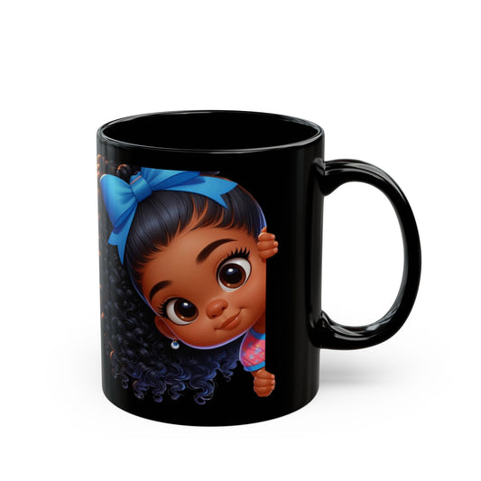 Cute  Girl Black Mug - 11oz & 15oz | Perfect Gift for Kids & Collectors