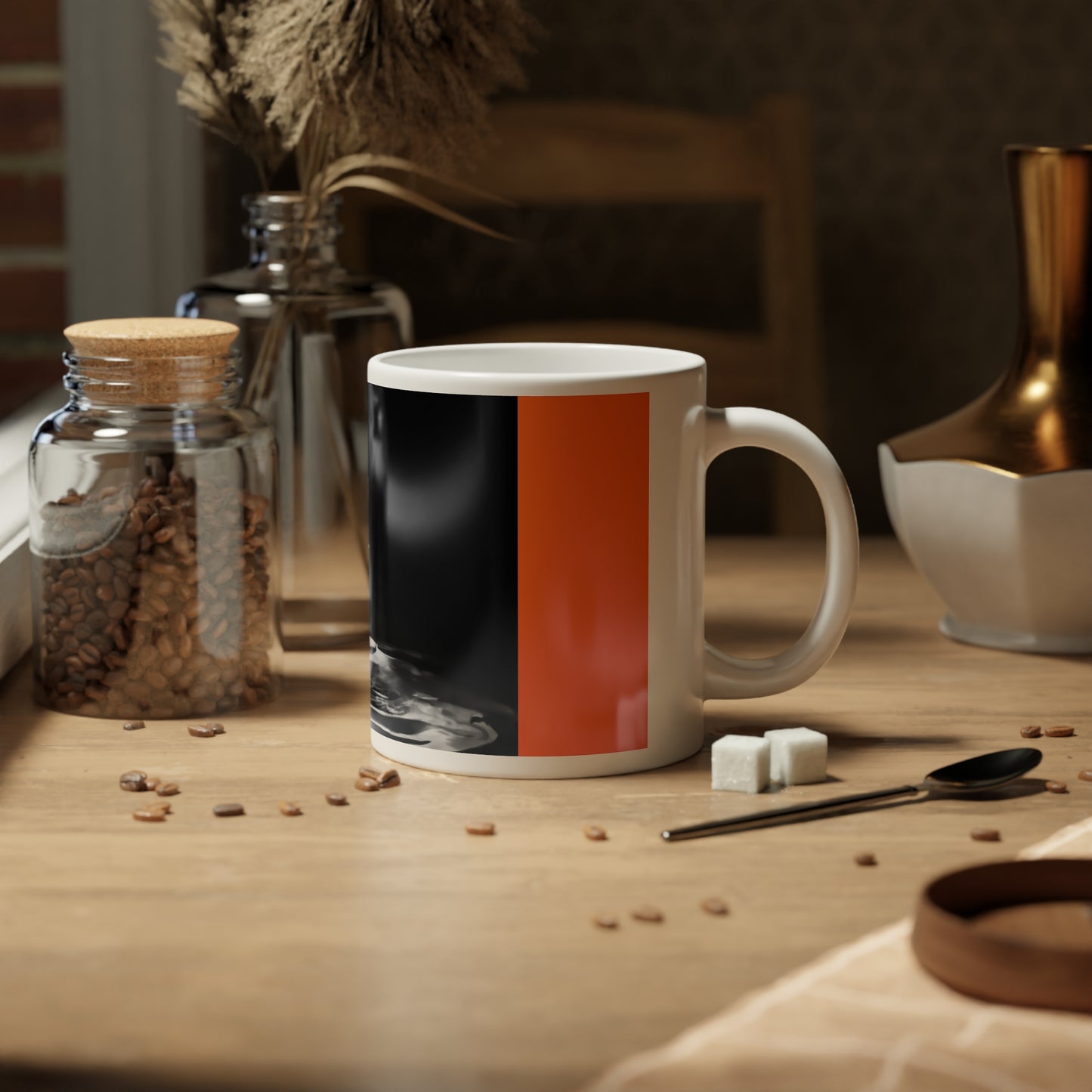 Bold Black & Orange Jumbo Mug | 20oz Unique Coffee Cup